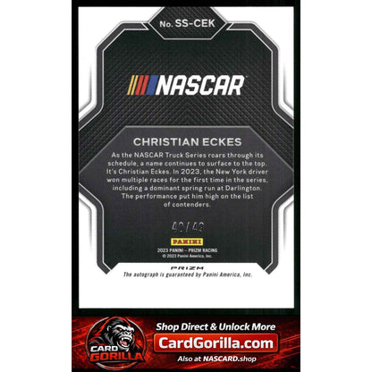 2023 Panini Prizm Christian Eckes Spotlight Signatures Reactive Blue #/49