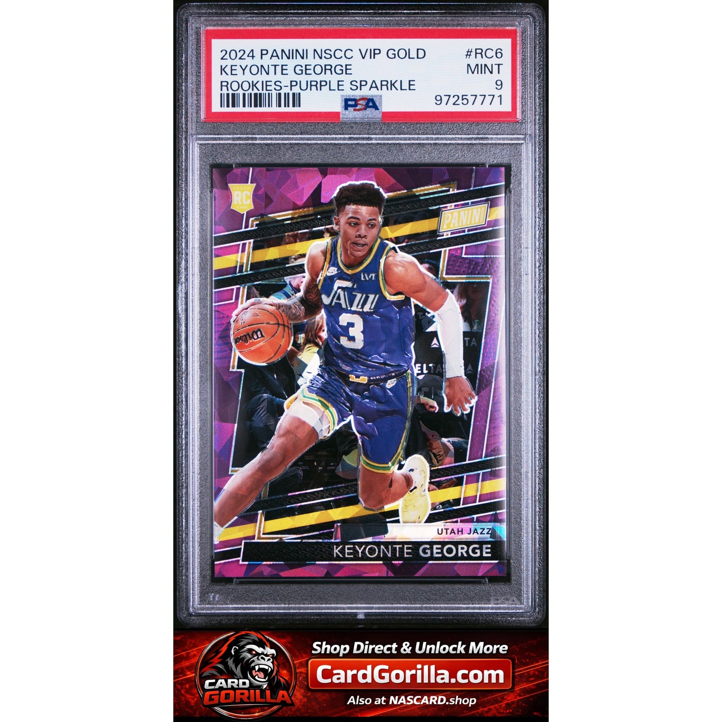 2024 PNSCC VIP Gold Keyonte George Rookies Purple Sparkle #/49 PSA 9