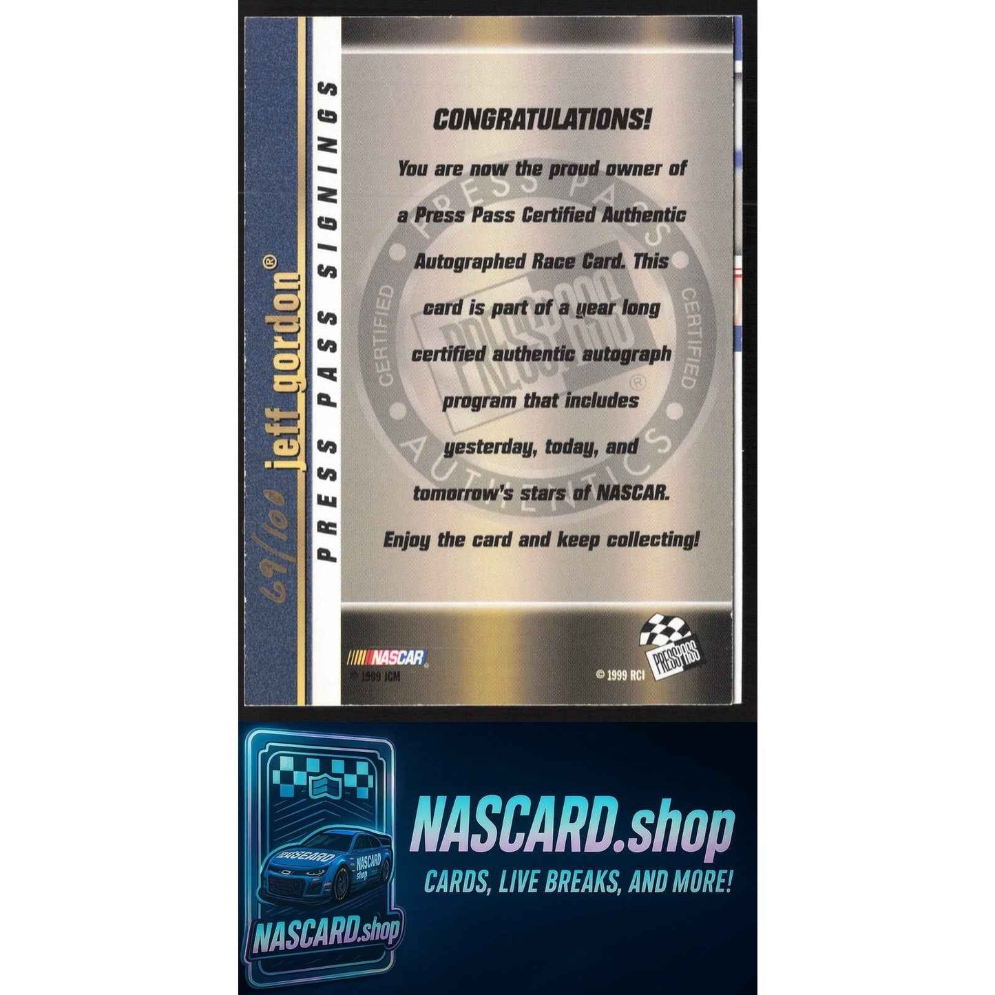 2006 Press Pass Jeff Gordon Signings Silver #/50