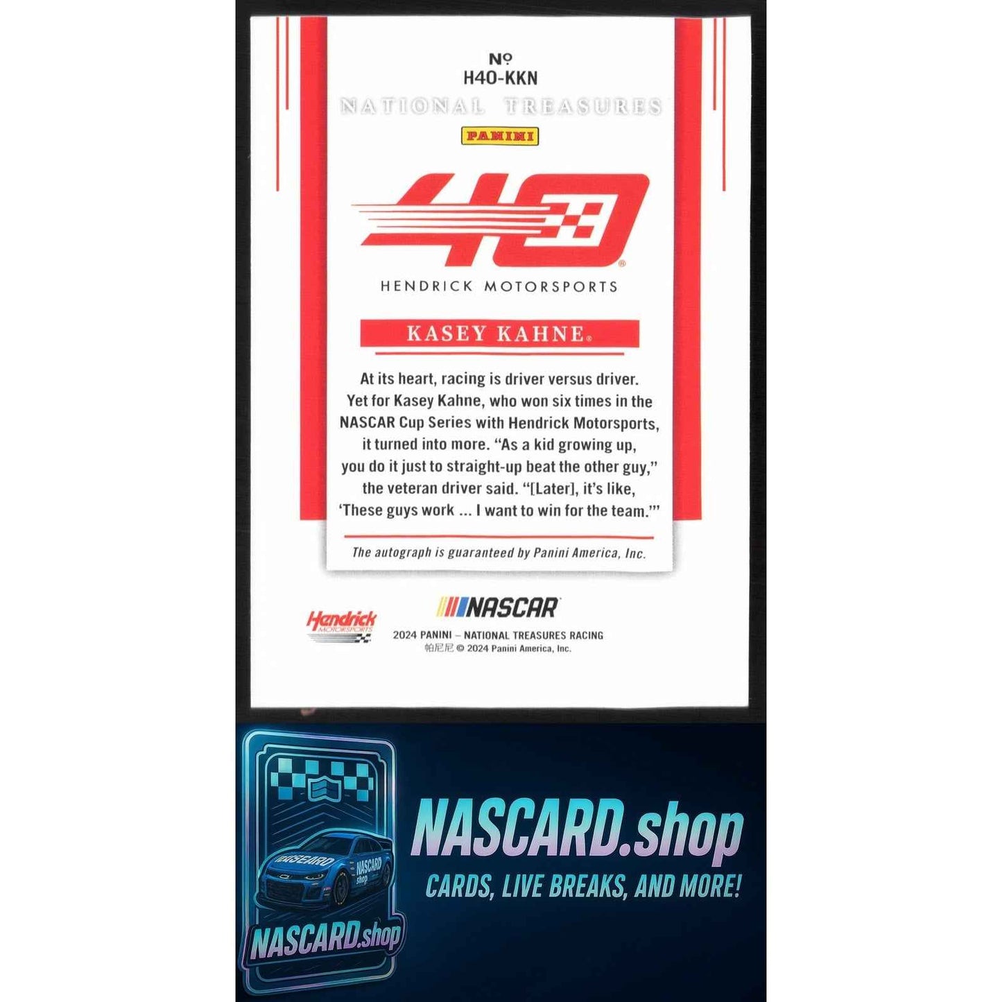 2024 Panini National Treasures Kasey Kahne Hendrick 40th Signatures #/49