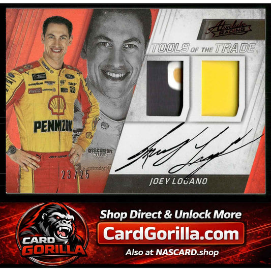 2017 Panini Absolute Joey Logano Tools of the Trade Duals Signatures Red #/25
