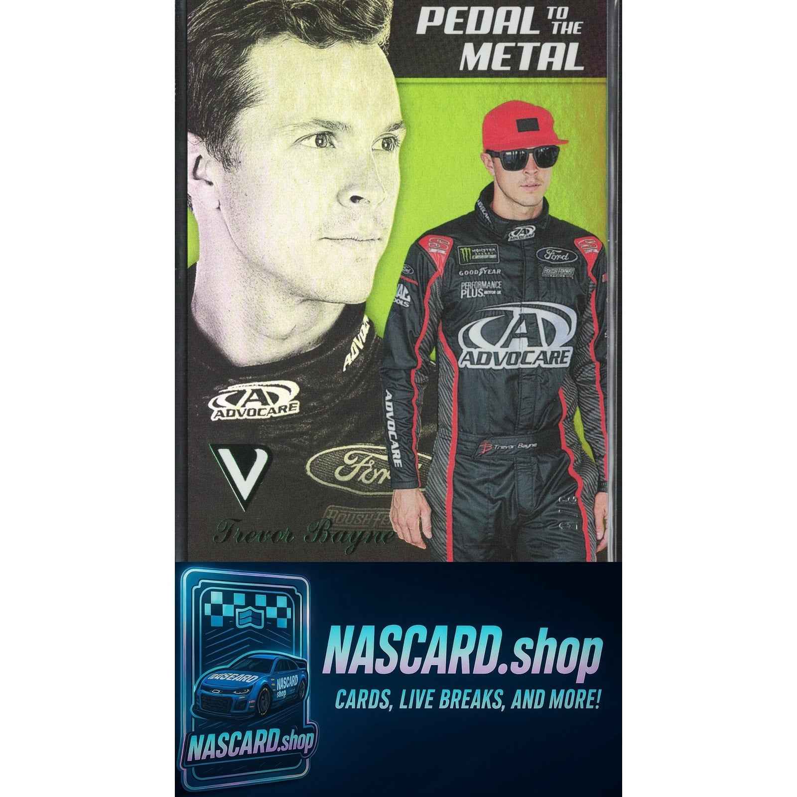2018 Panini Victory Lane #48 Trevor Bayne Pedal to the Metal Green #/5