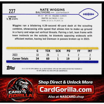 2024 Topps Chrome #227 Nate Wiggins X-Fractor