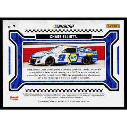 2024 Donruss #7 Chase Elliott Burning Rubber Orange Ice #/75