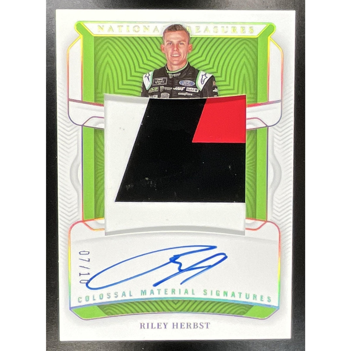2023 National Treasures Riley Herbst Colossal Materials Auto Holo Gold /10 MEM