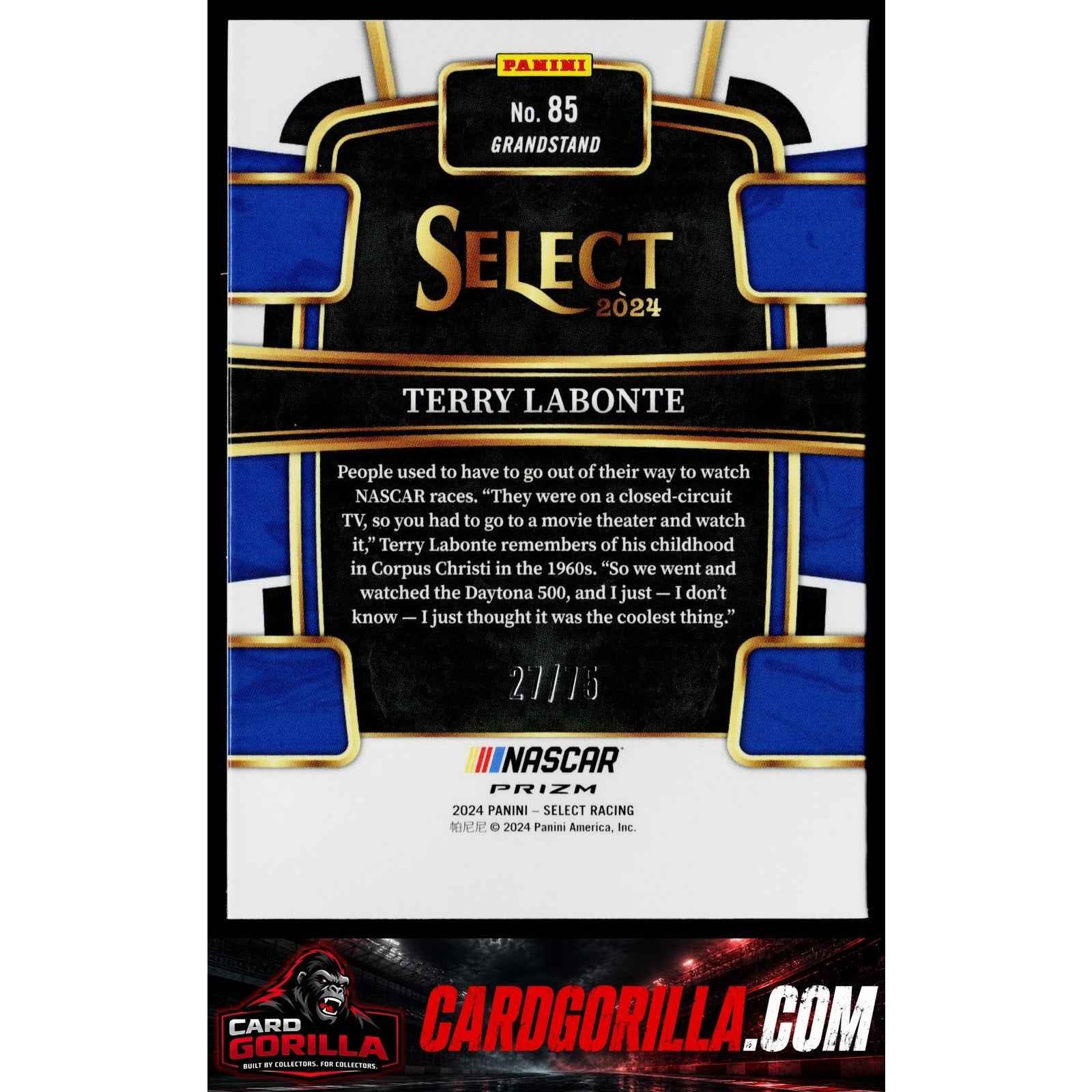 2024 Panini Select #85 Terry Labonte Neon Green Prizms #/75