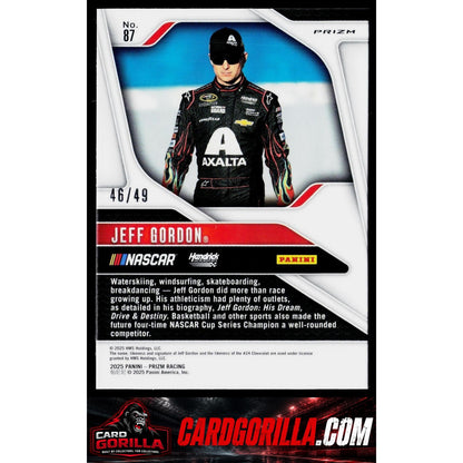 2025 Panini Prizm #87 Jeff Gordon Carolina Blue #/49