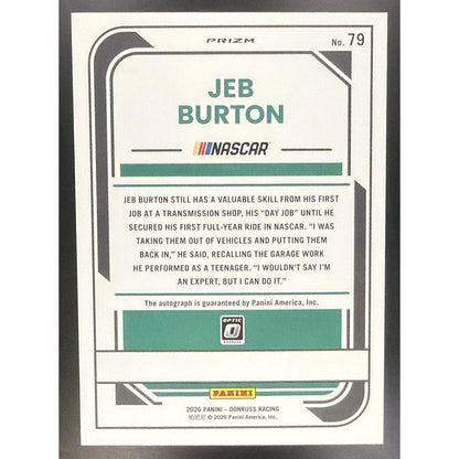 2026 Panini Donruss NASCAR Racing Jeb Burton Optic Signatures Orange Velocity