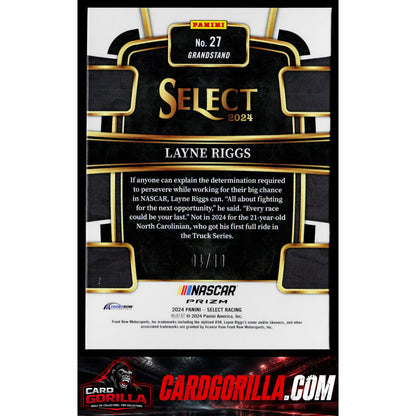 2024 Panini Select #27 Layne Riggs Gold Prizms #/10 RC