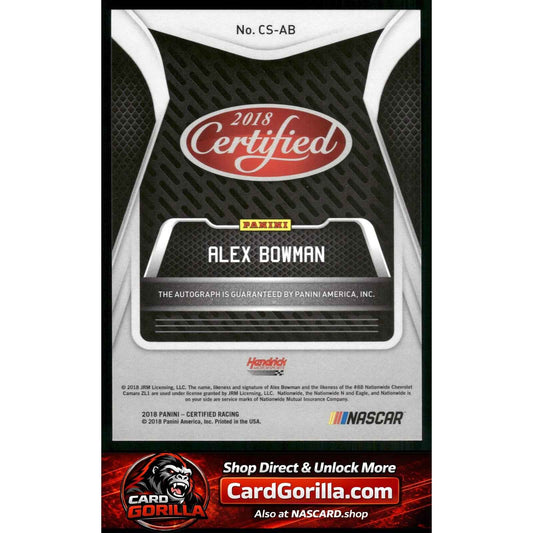 2018 Panini Certified #CS-AB Alex Bowman Certified Signatures Purple #/10
