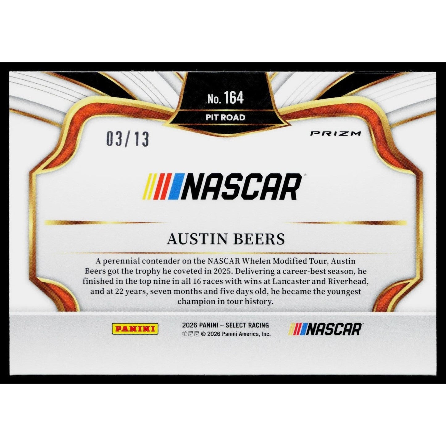 2026 Panini Select #164 Austin Beers Gold Power Plaid #/13