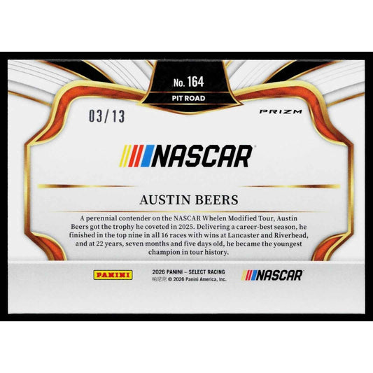 2026 Panini Select #164 Austin Beers Gold Power Plaid #/13