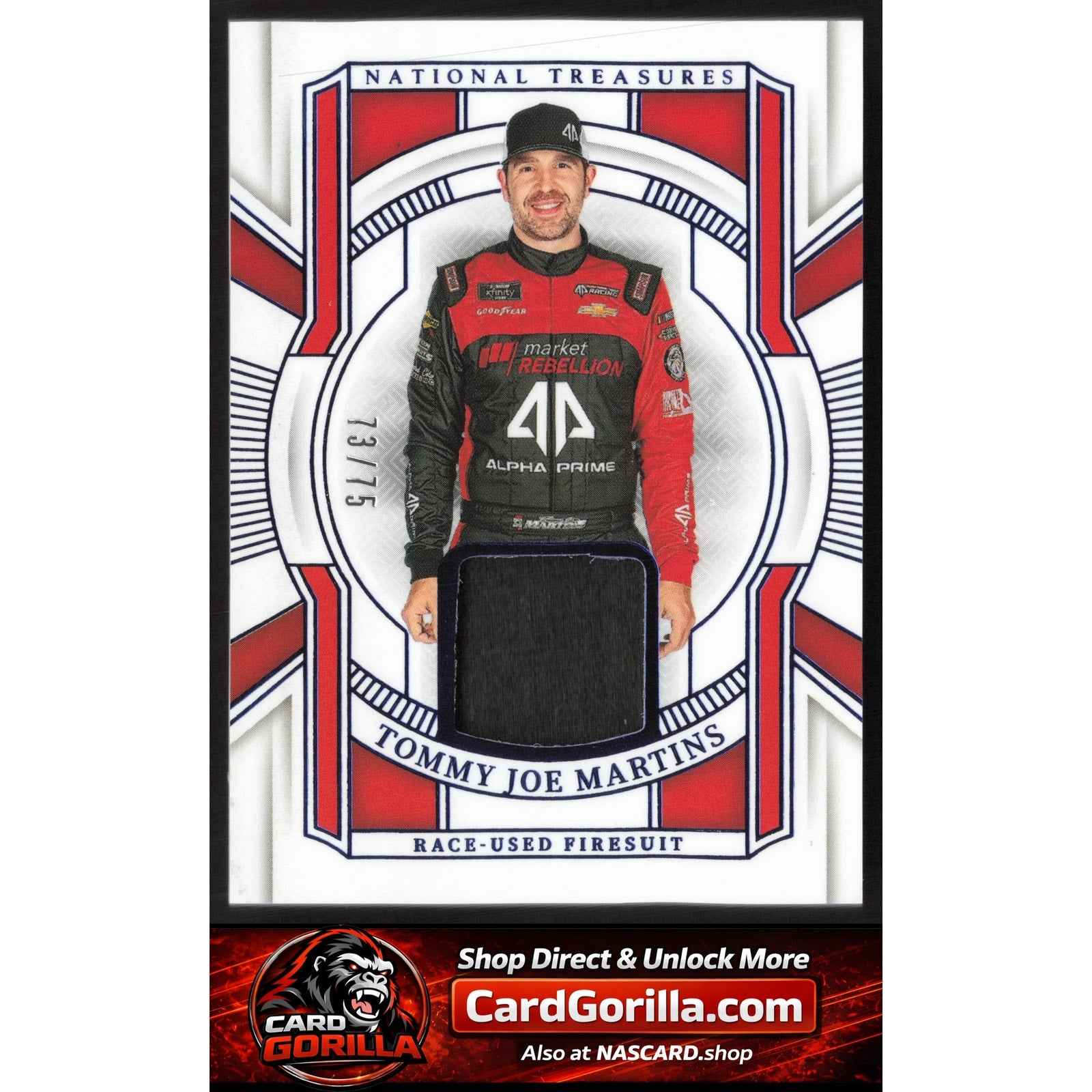 2025 Panini National Treasures Tommy Joe Martins Race Used Firesuit Blue #/75