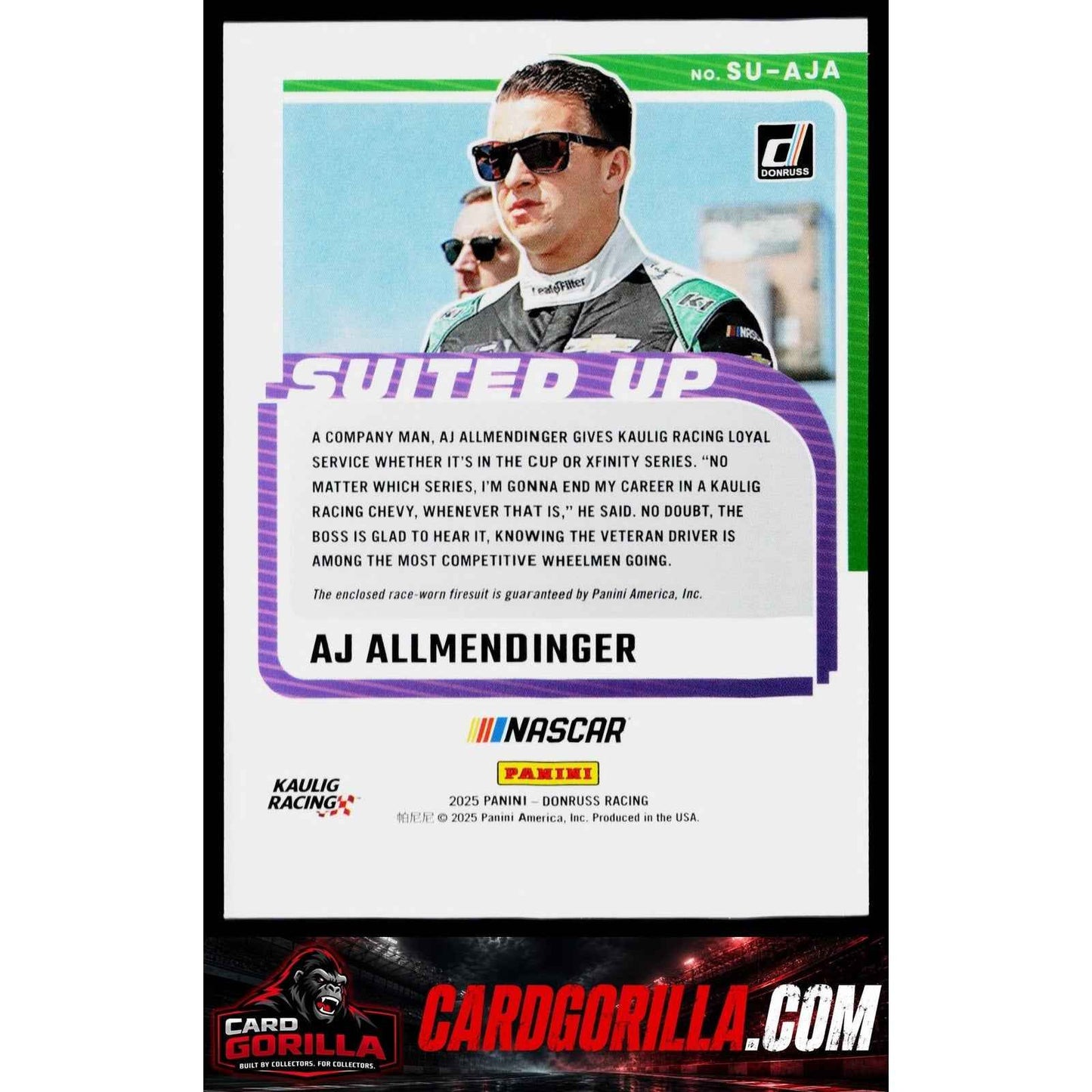2025 Donruss #SU-AJA AJ Allmendinger Suited Up Swatches