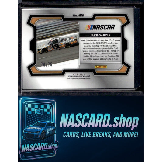 2024 Panini Prizm #49 Jake Garcia Checkered Flag #/75 - NASCARD.shop