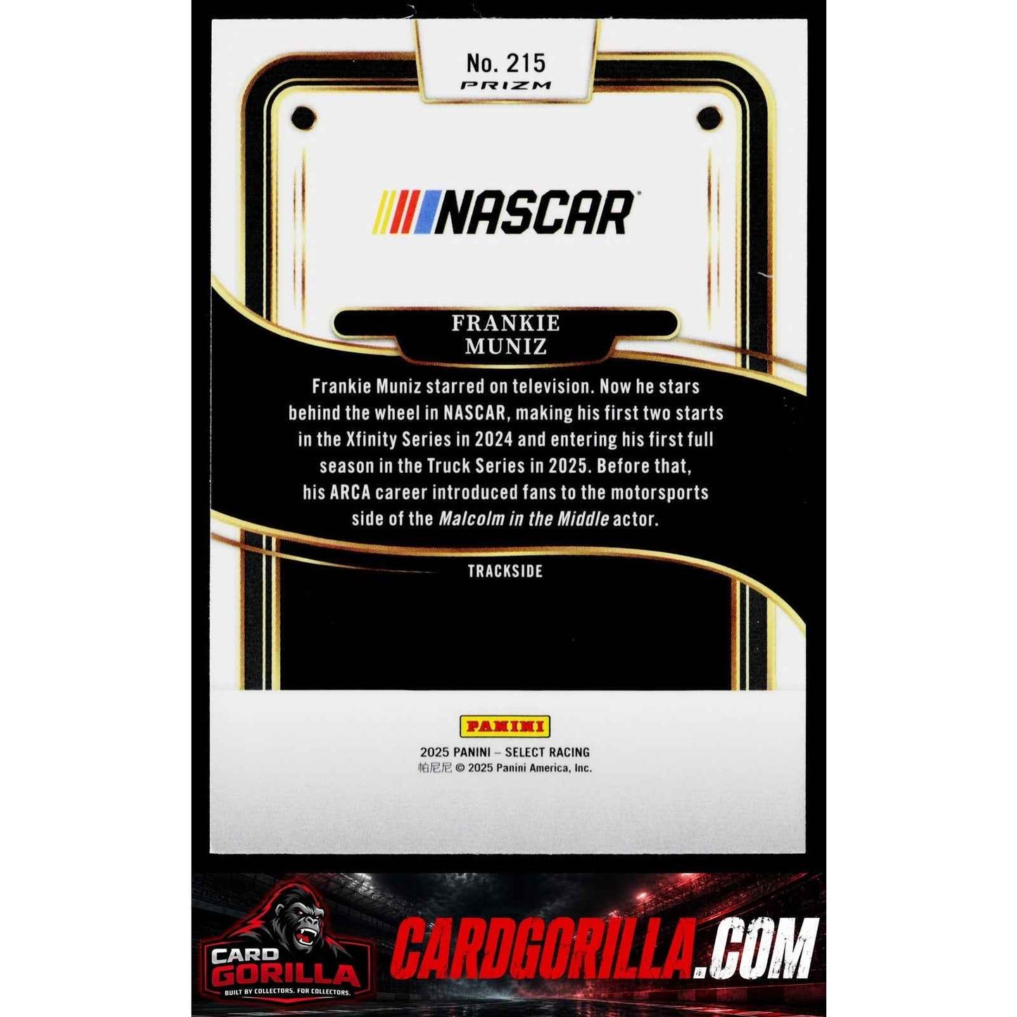 2025 Panini Select #215 Frankie Muniz Silver NASCAR Logo RC