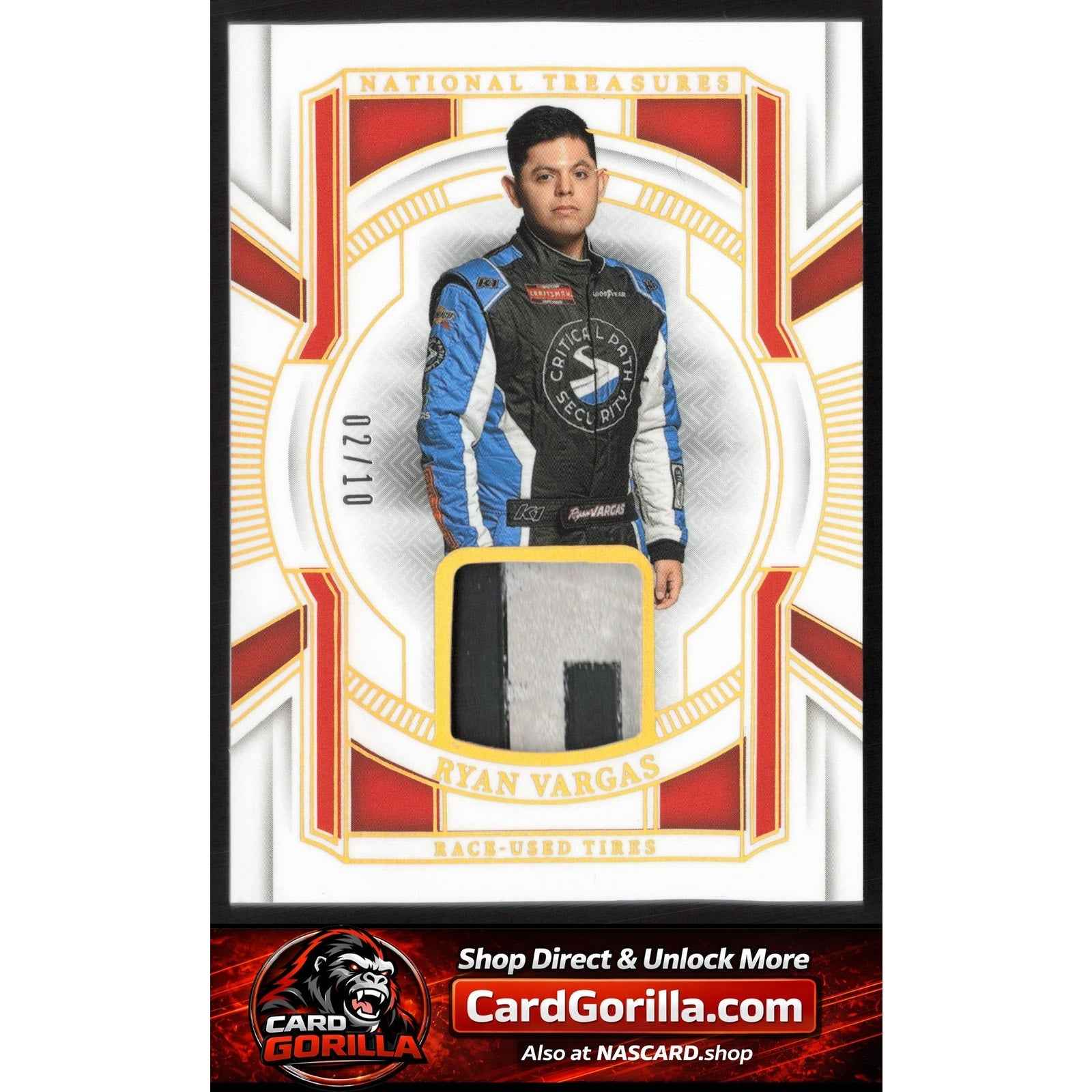 2025 National Treasures Ryan Vargas Race Used Tires Holo Gold #/10