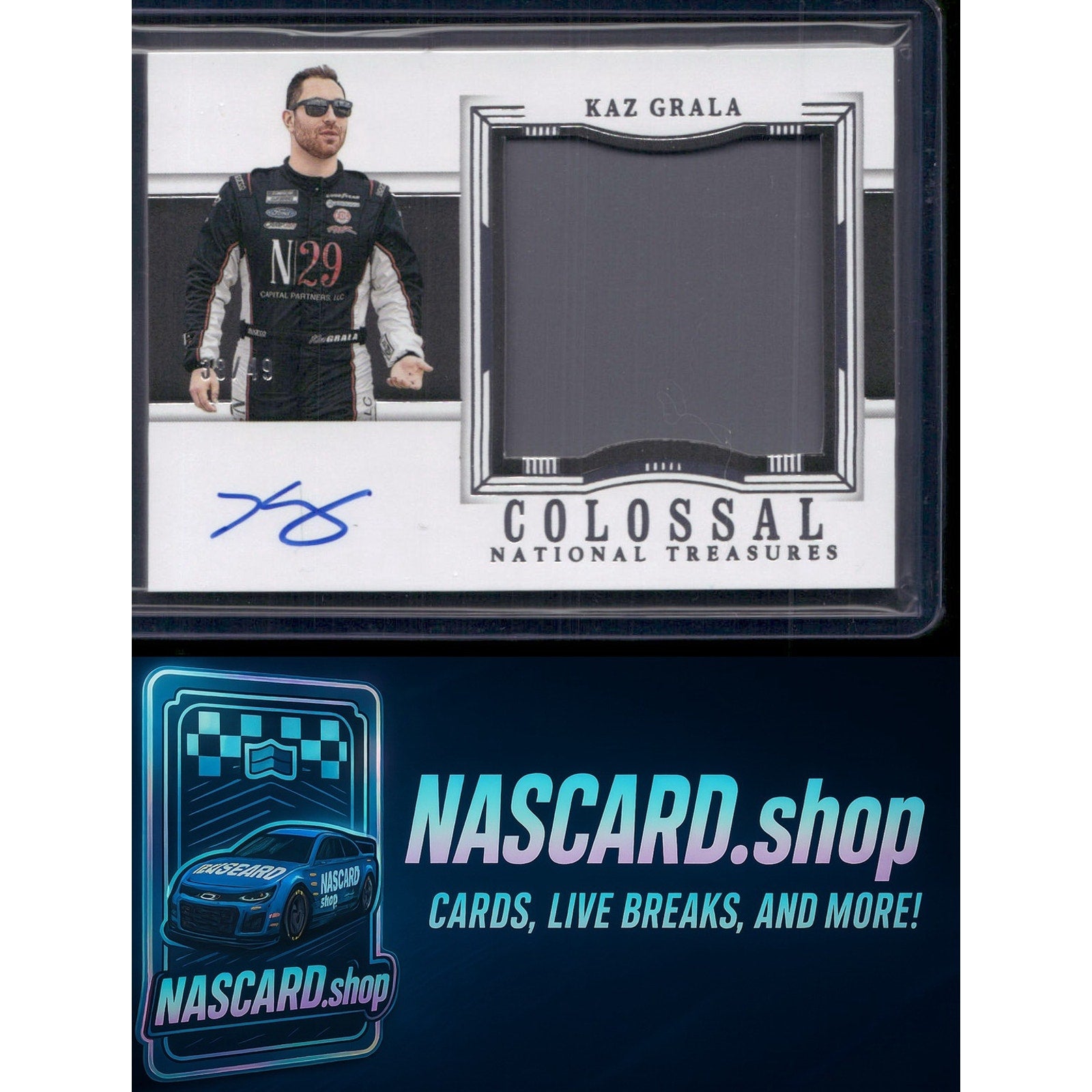 2024 Panini National Treasures #CMA-KAZ Kaz Grala Colossal Material Auto #/49 - NASCARD.shop
