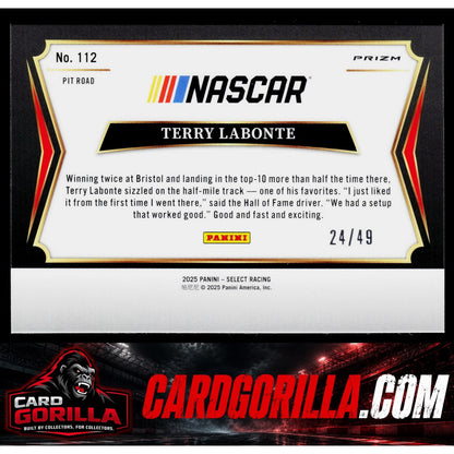 2025 Panini Select #112 Terry Labonte Orange Prizms #/49