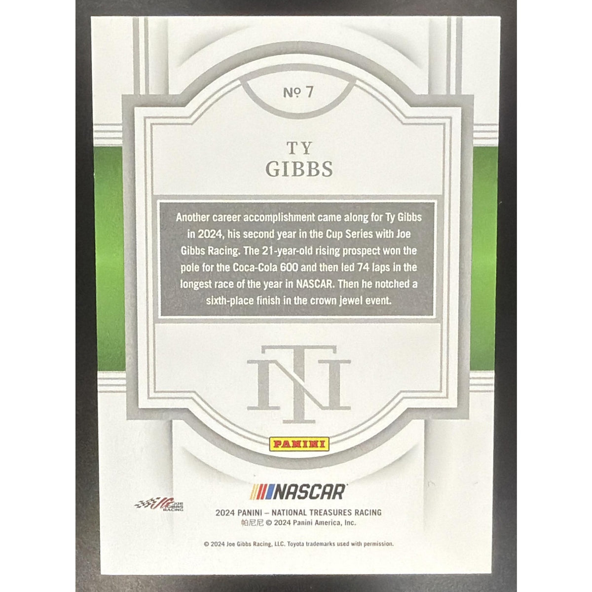 2024 Panini National Treasures Ty Gibbs #7 Silver Holo 22/25