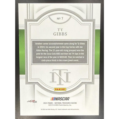 2024 Panini National Treasures Ty Gibbs #7 Silver Holo 22/25