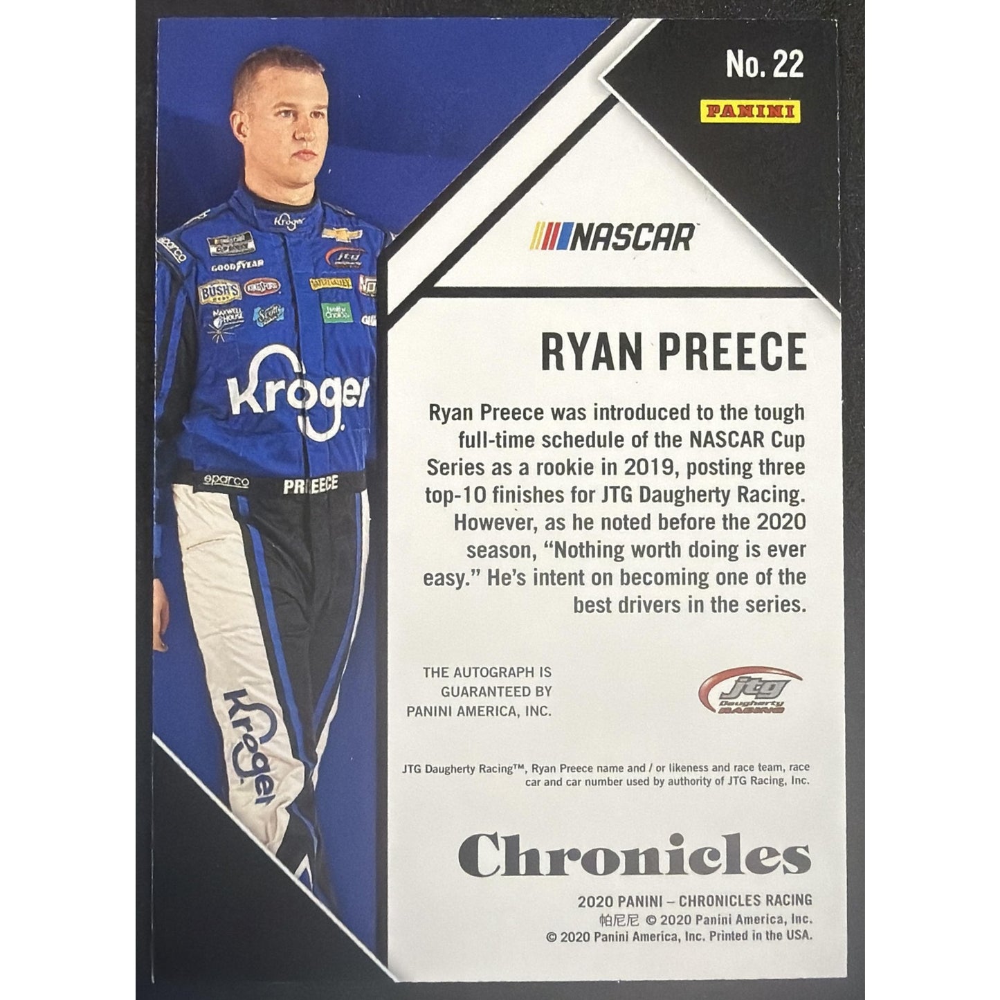 2020 Panini Chronicles Ryan Preece #22 Blue 177/199