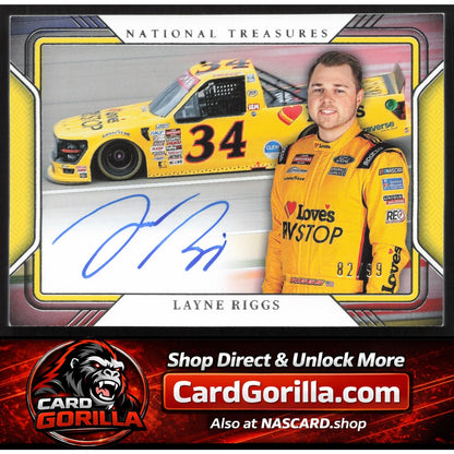 2025 Panini National Treasures #TPS-LRG Layne Riggs Track Pass Signatures #/99