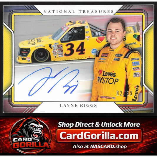 2025 Panini National Treasures #TPS-LRG Layne Riggs Track Pass Signatures #/99