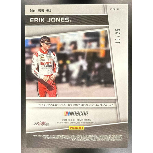2018 Panini Prizm Erik Jones #SS-EJ Scripted Signatures Red White and Blue /25