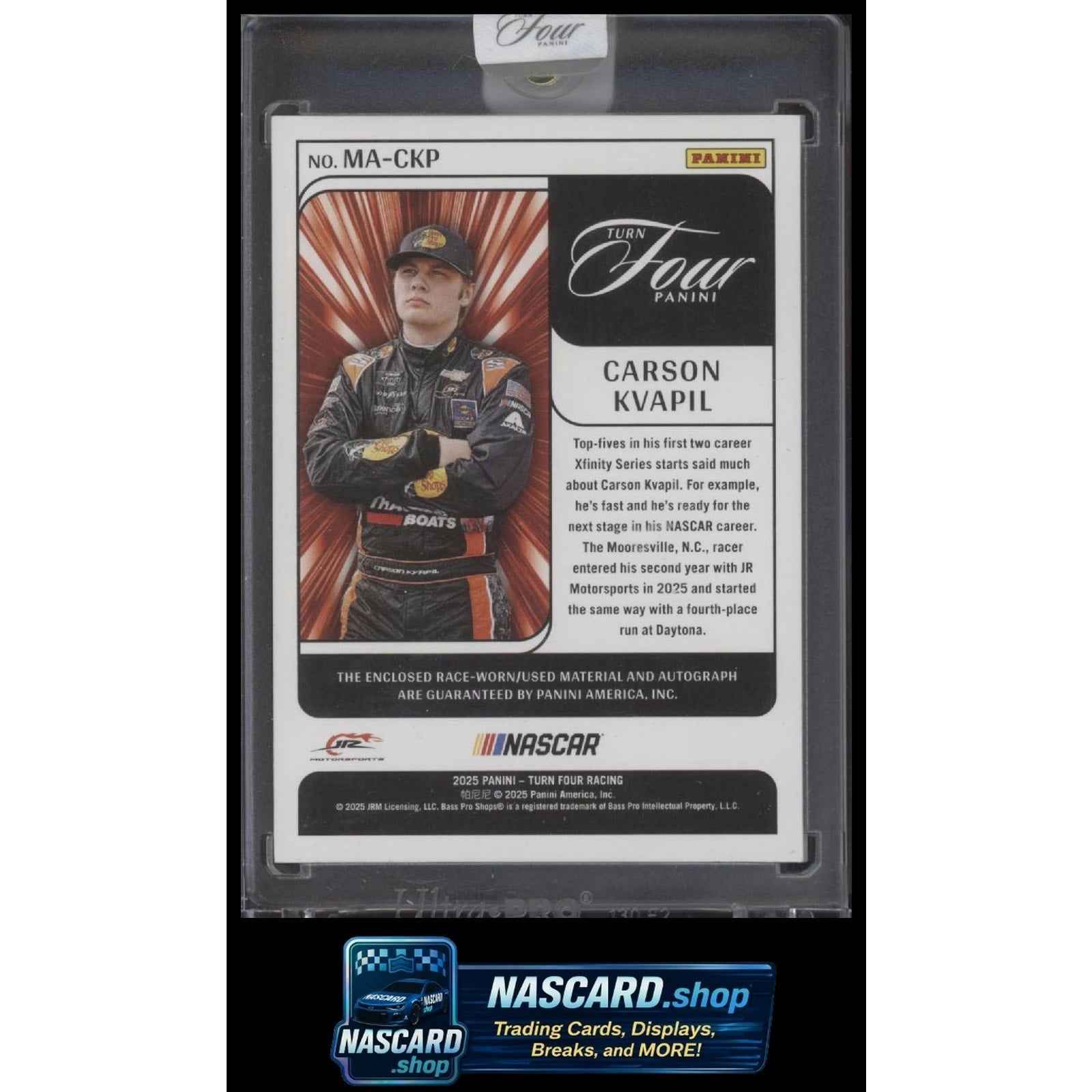 2025 Panini Turn Four #MA-CKP Carson Kvapil Memorabilia Autographs Blue #/49