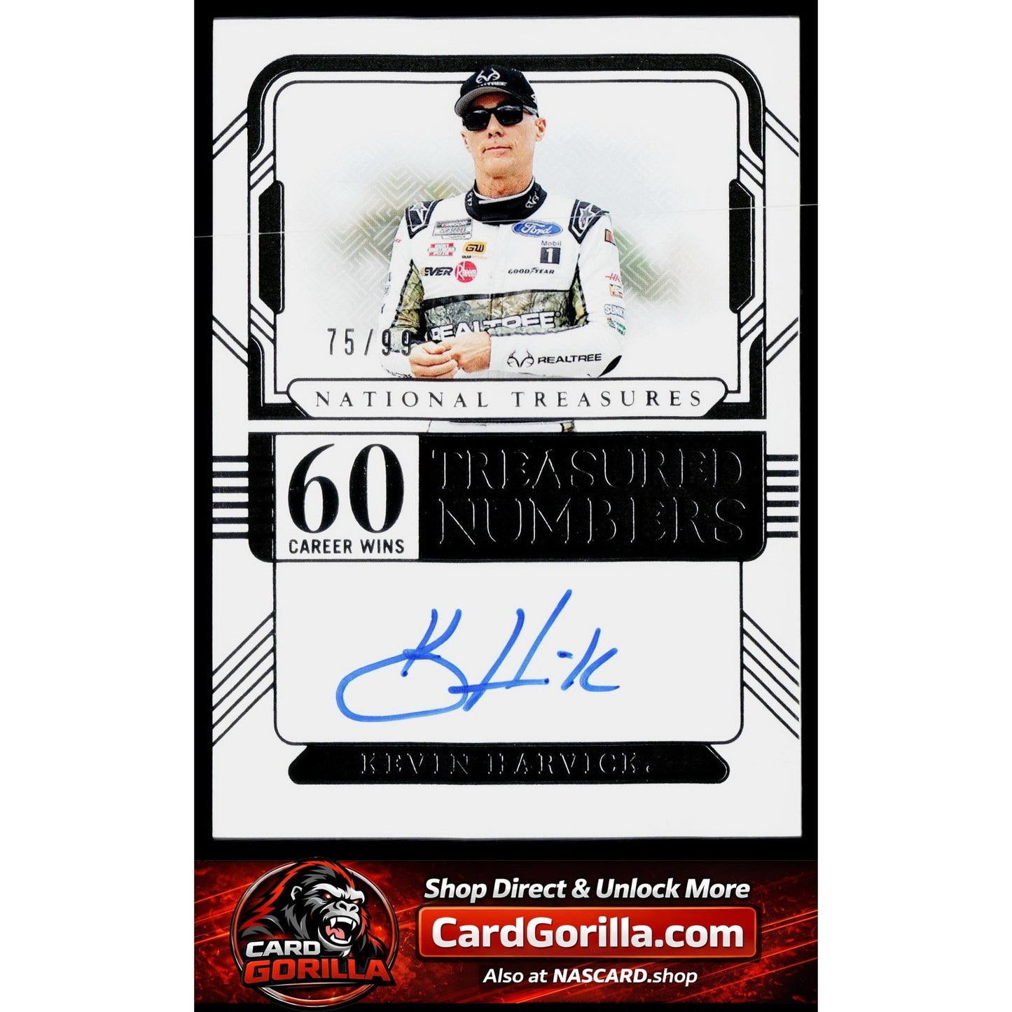 2025 Panini National Treasures Kevin Harvick Treasured Numbers Signatures #/99