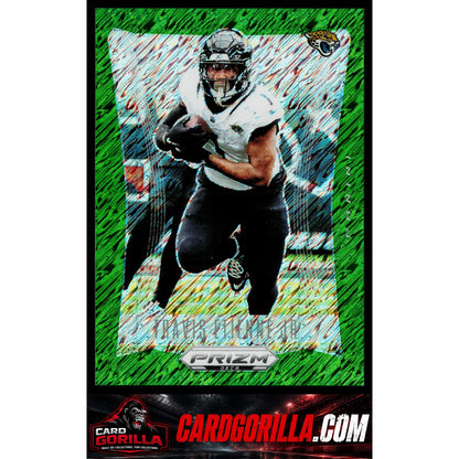 2024 Panini Prizm Deca #143 Travis Etienne Jr. Green Shimmer Prizms #01/12