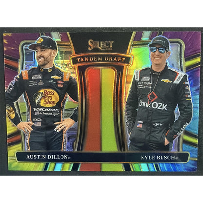 2025 Panini Select Austin Dillon Kyle Busch #8 Tandem Draft Tie-Dye Prizm 13/25