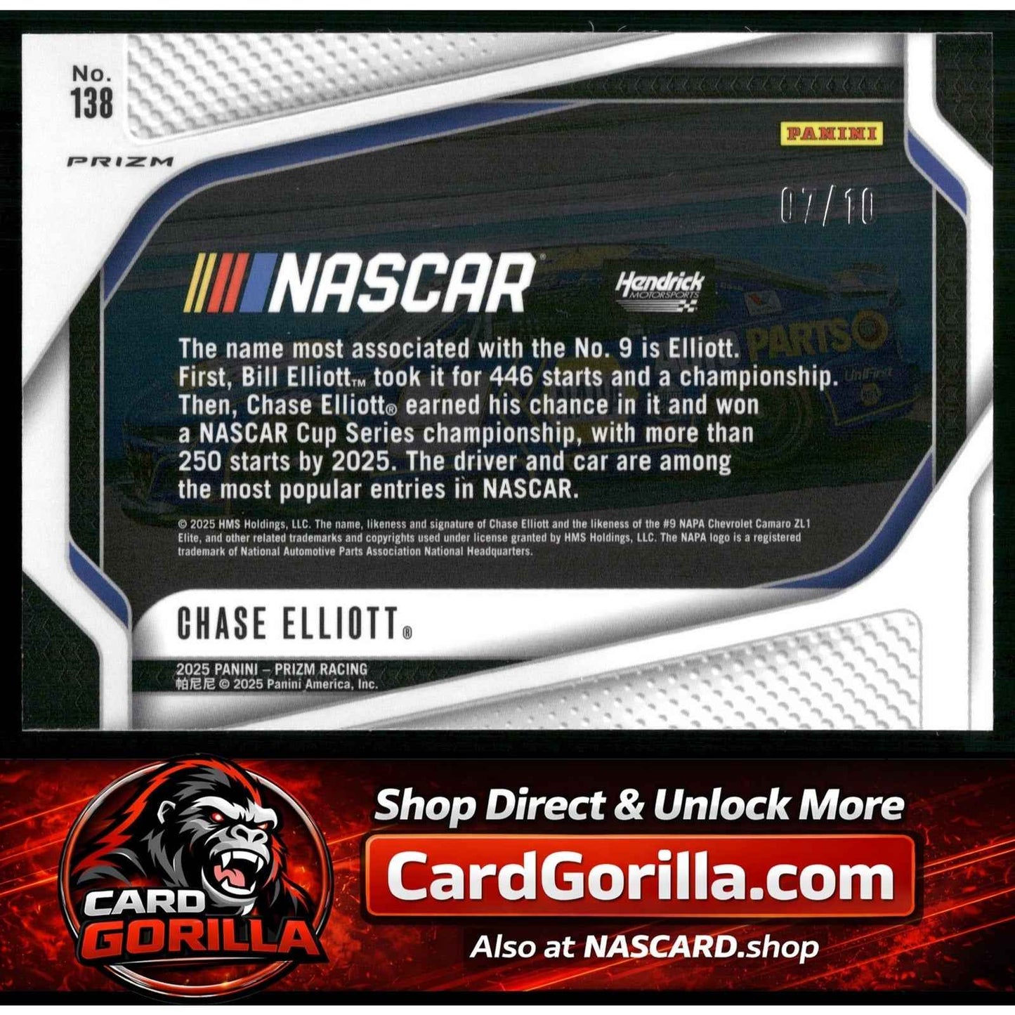 2025 Panini Prizm #138 Chase Elliott Gold #/10