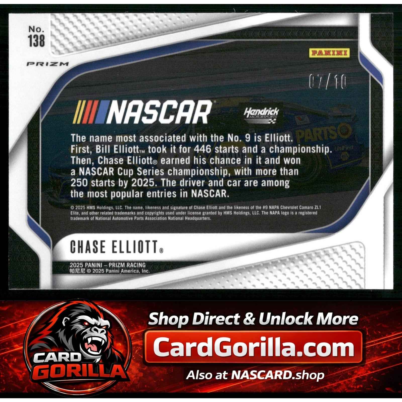 2025 Panini Prizm #138 Chase Elliott Gold #/10