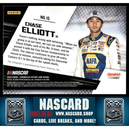 2022 Panini Chronicles Chase Elliott Pedal to the Metal Autograph Holo Silver /8