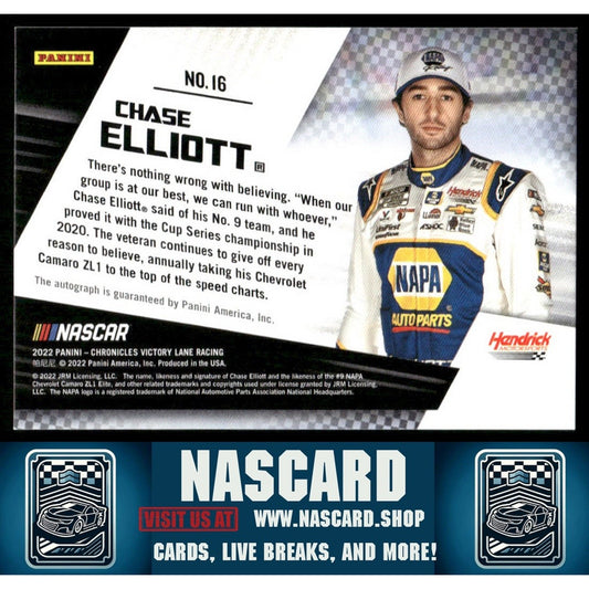 2022 Panini Chronicles Chase Elliott Pedal to the Metal Autograph Holo Silver /8 - NASCARD.shop