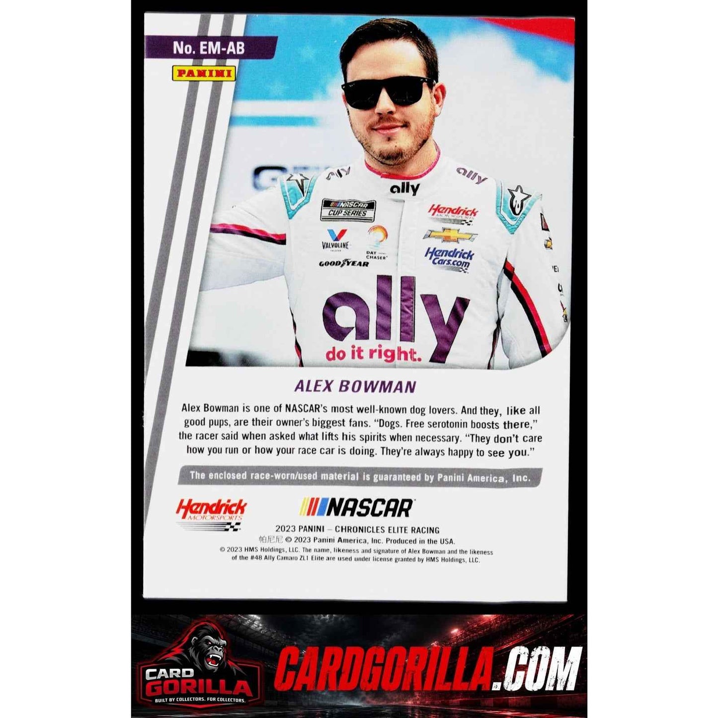 2023 Panini Chronicles #EM-AB Alex Bowman Elite Materials Holo Silver #/25