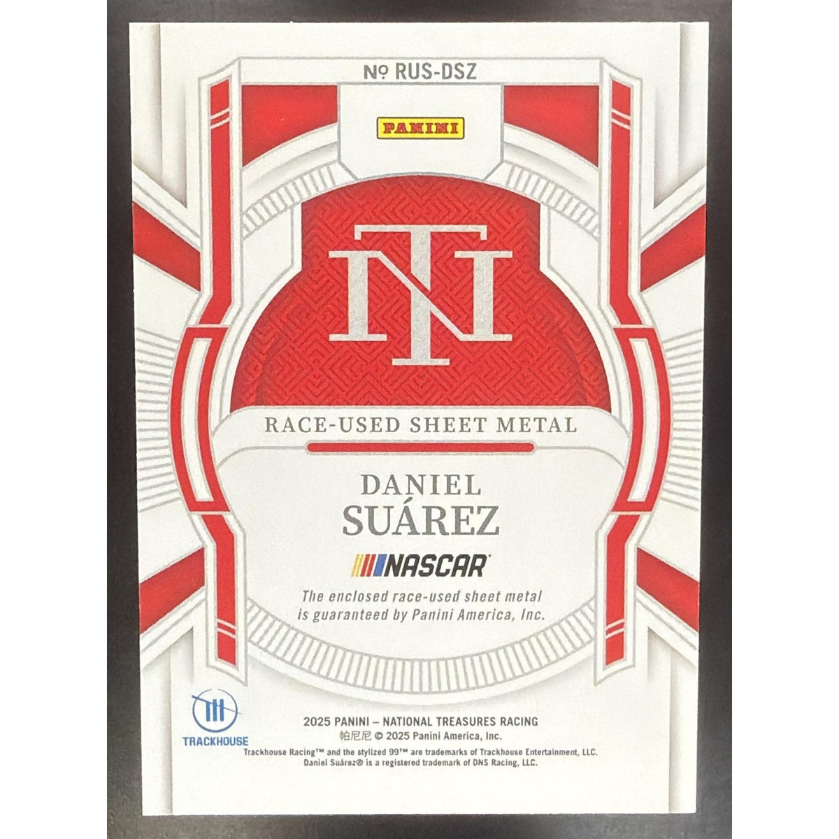 2025 Panini National Treasures Daniel Suarez Race-Used Sheet Metal /99
