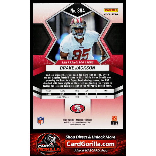2022 Panini Mosaic #394 Drake Jackson Mosaic Red