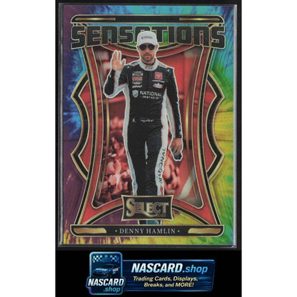 2025 Panini Select #8 Denny Hamlin Sensations Tie-Dye Prizms #/25