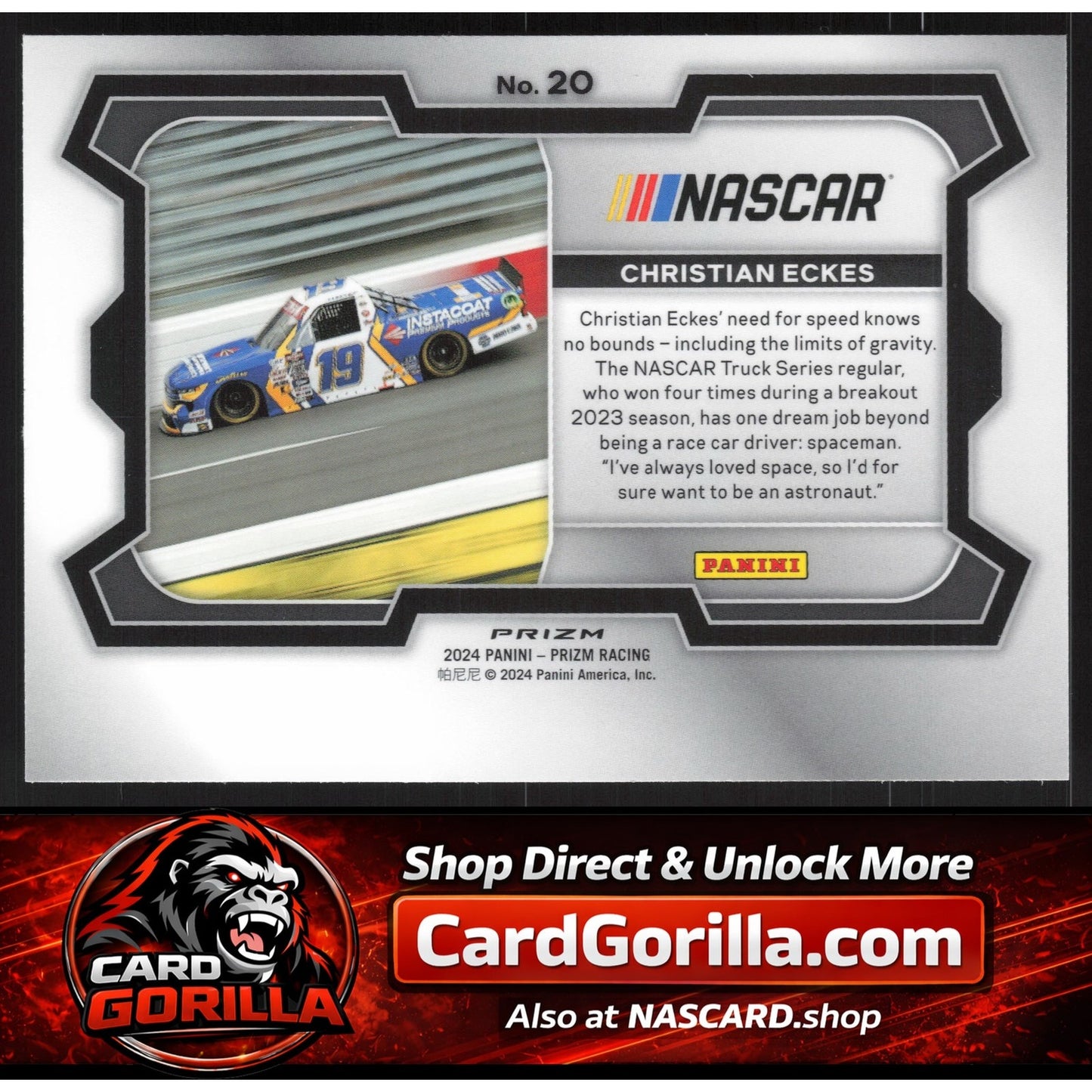 2024 Panini Prizm #20 Christian Eckes White Sparkle
