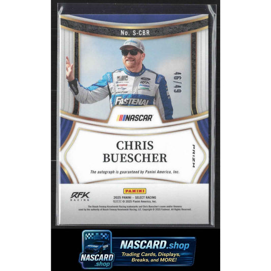 2025 Panini Select #S-CBR Chris Buescher Signatures Purple Prizms #/49