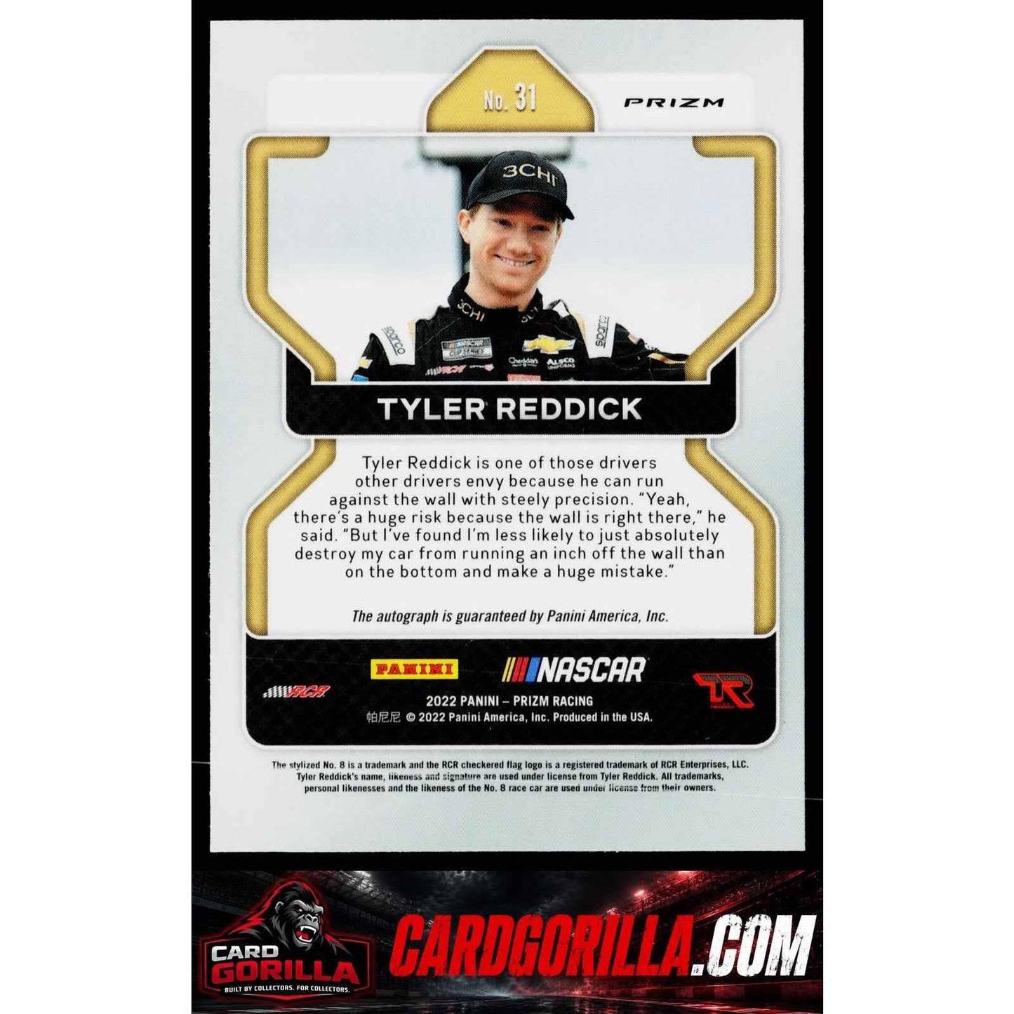2022 Panini Prizm #31 Tyler Reddick White Sparkle Prizm