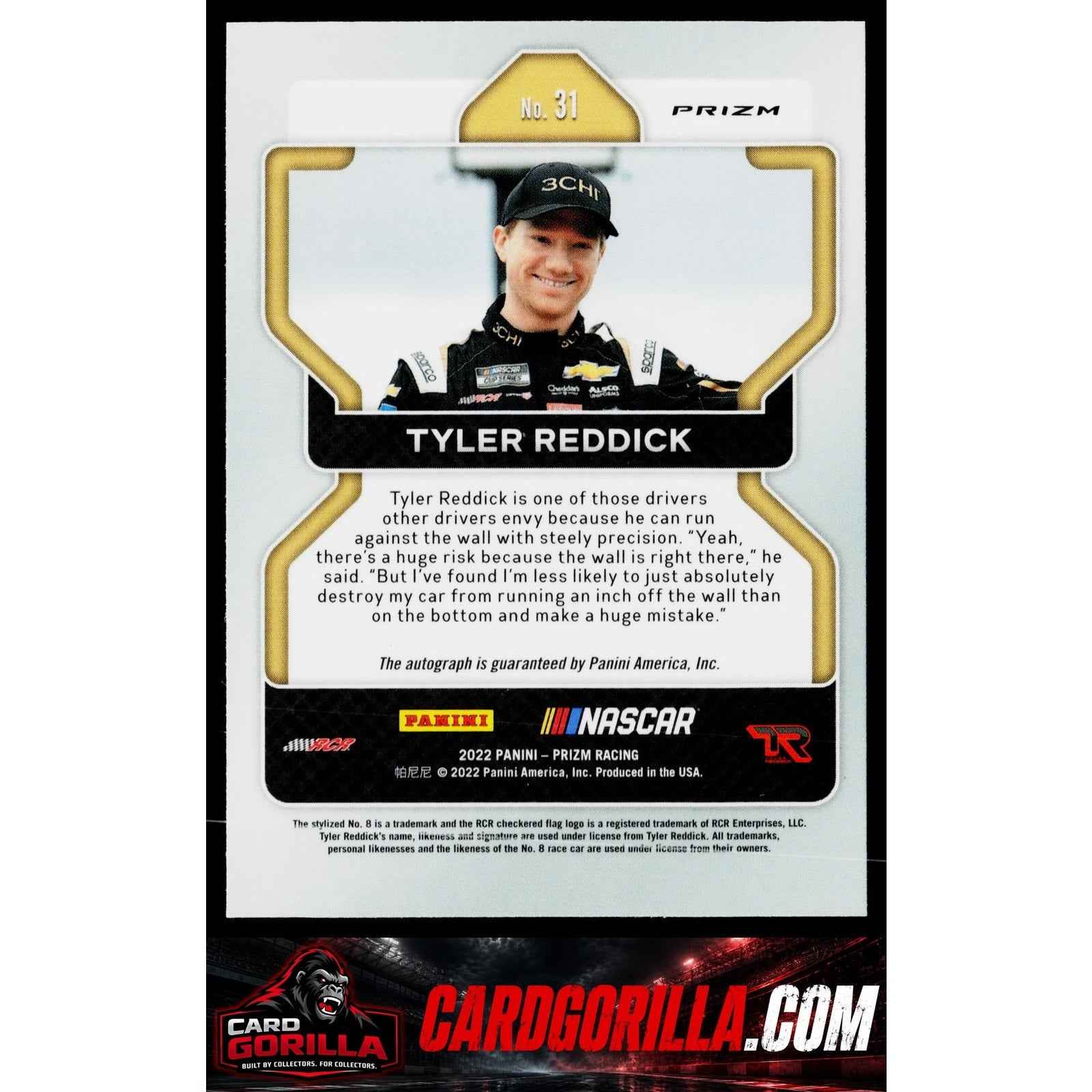 2022 Panini Prizm #31 Tyler Reddick White Sparkle Prizm