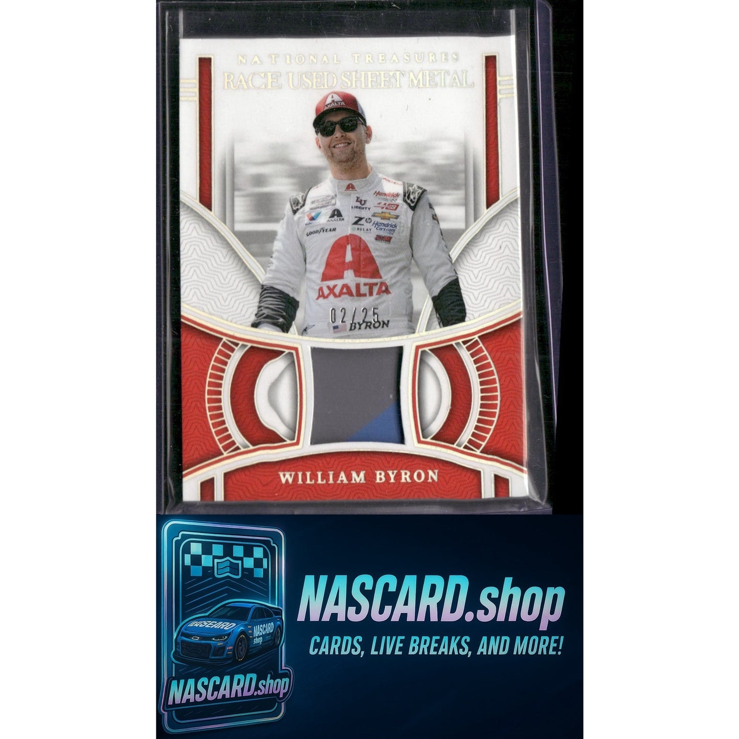 2024 National Treasures William Byron Race Used Sheet Metal Holo Silver #/25 - NASCARD.shop