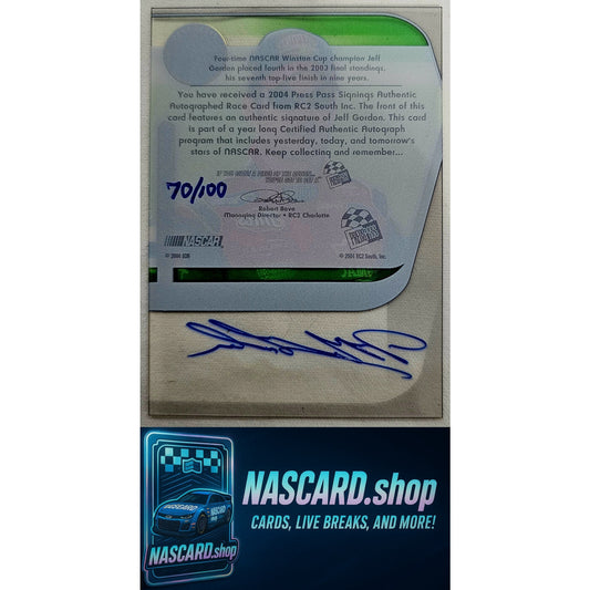 2004 Press Pass Jeff Gordon Signings Transparent #/100 - NASCARD.shop