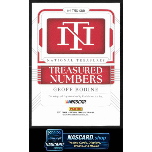 2025 Panini National Treasures Geoff Bodine Treasured Numbers Signatures #/99