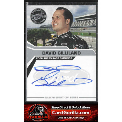 2008 Press Pass #NNO David Gilliland Signings Silver #/100