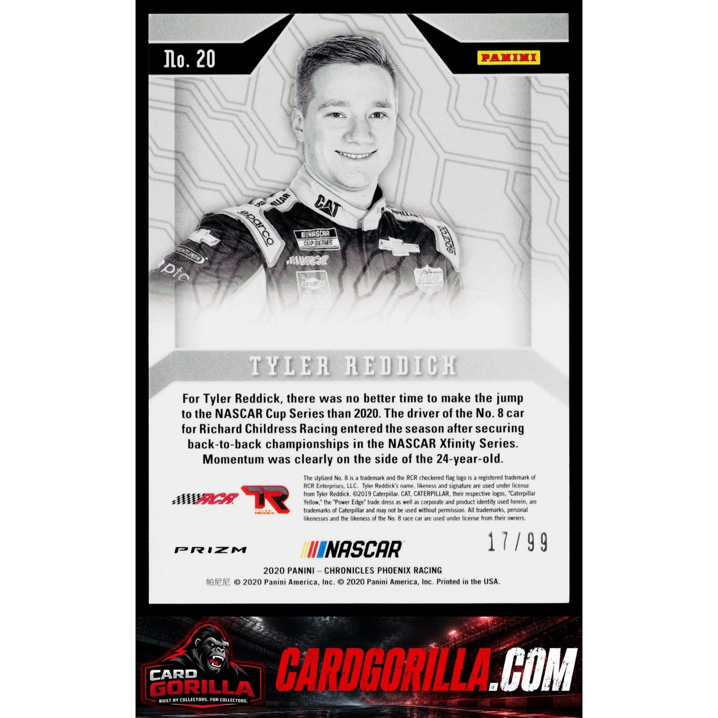 2020 Panini Chronicles #20 Tyler Reddick Phoenix Red #/99 RC
